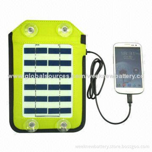 Solar Powered USB Charger, Can Hung on Any Kinds of Bags & Set Up on Floor Charging for Mobile Phone